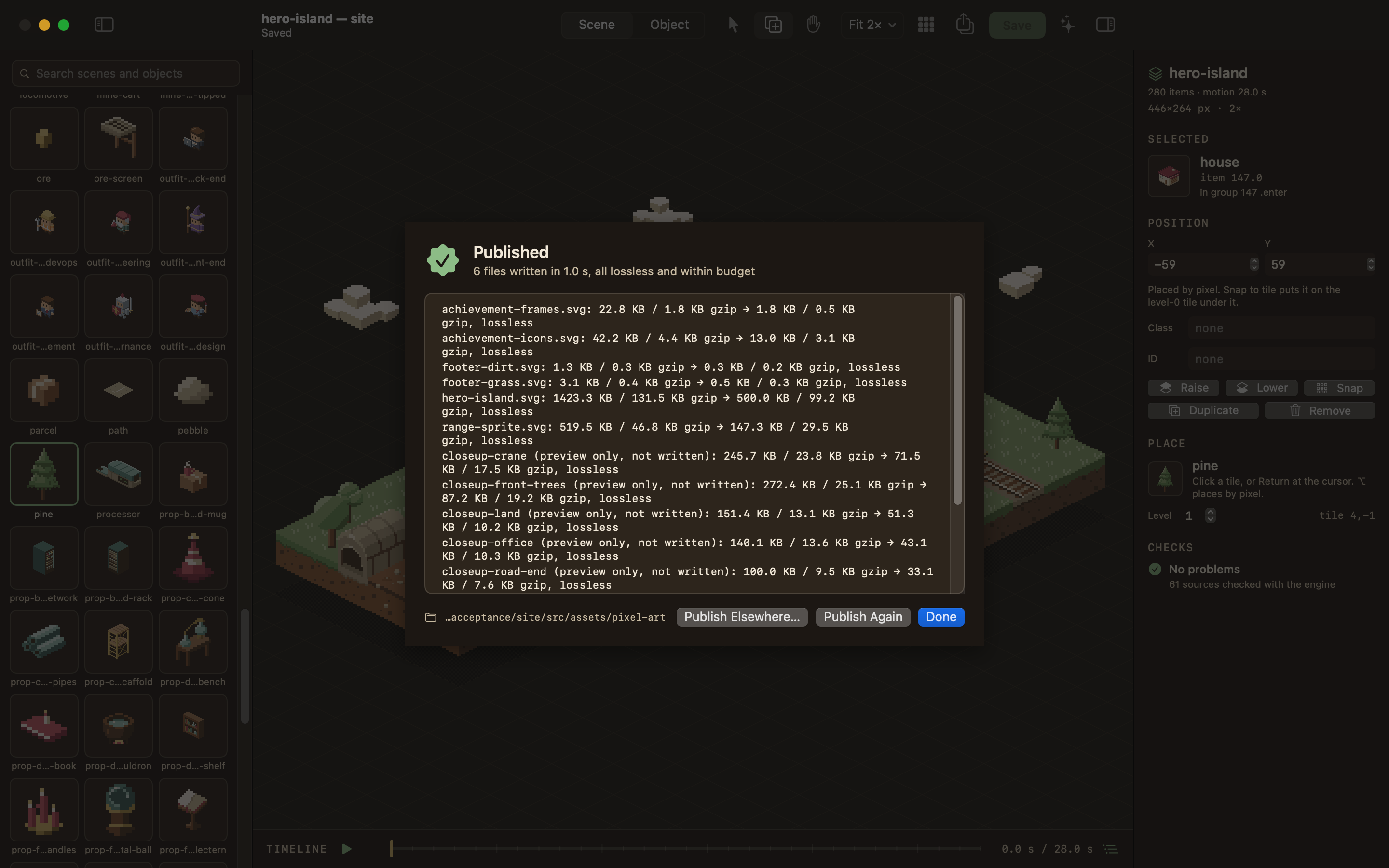 The Publish sheet